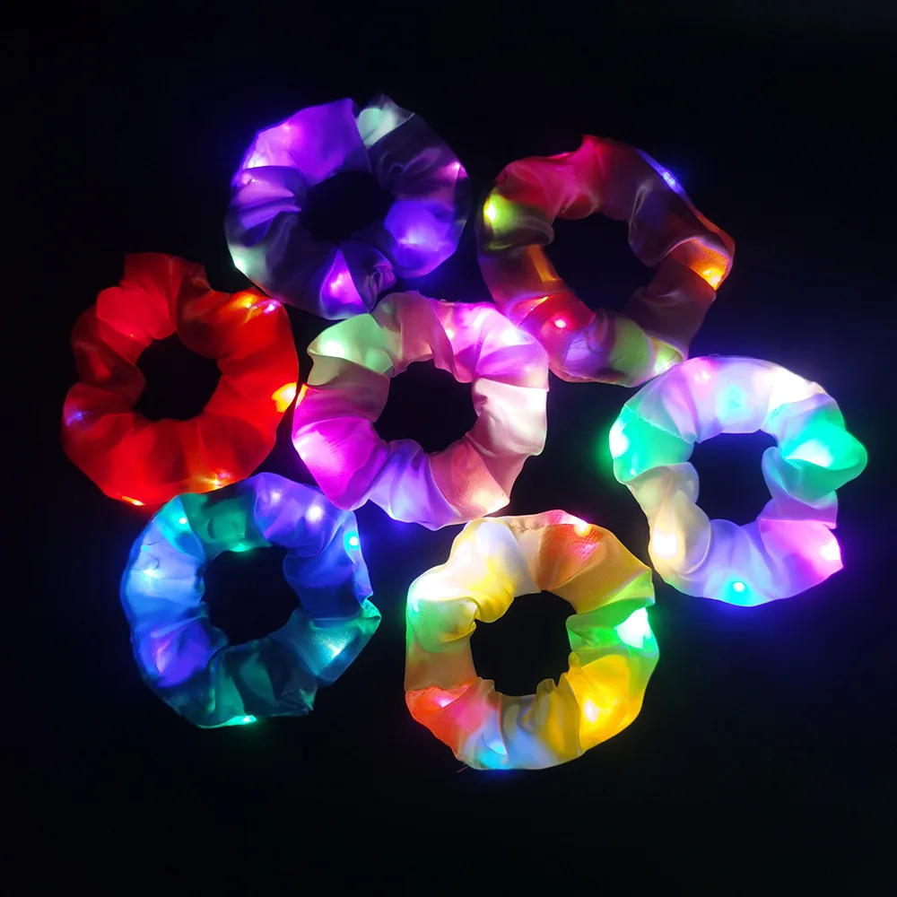 2024 Christmas Light Up LED Hair Tie Hair Decoration Color Hair Scrunchie Christmas Gift For New Year Xmas Party Nightclub Decor