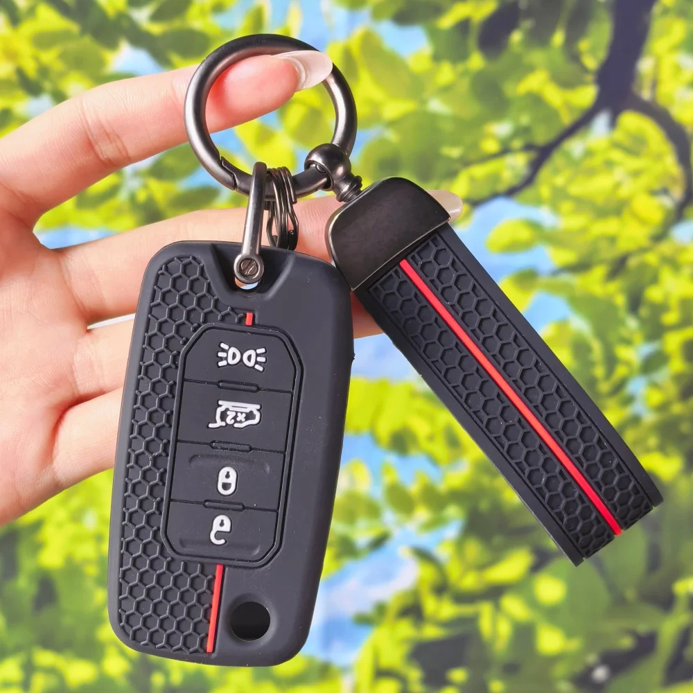 Car Key Case Cover Shell Bag Fit for Jeep Renegade 2016-2025 4 Buttons Folding Remote Key Protection Car Keychain