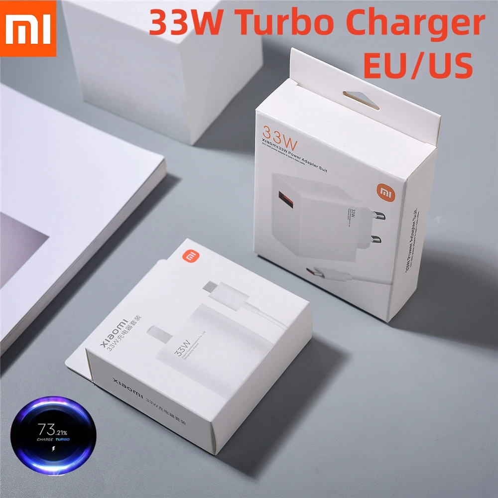 

Зарядное устройство Xiaomi 33 Вт с Европейской/американской вилкой, настенный адаптер с быстрой турбо зарядкой, 6 А, кабель Type-C для Mi 10, 11, Redmi K50, K40 Pro, Note11 Pro Max, с коробкой