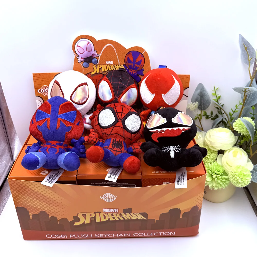 

Плюшевые фигурки-сюрпризы серии Spider-Man Cosbi: аниме-аксессуары, подвески для рюкзаков, украшения, подарок для мальчиков