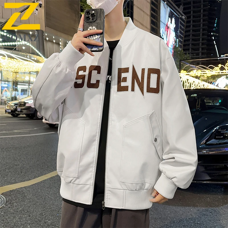 

2025 Autumn New Men's PU Leather Jacket Lapel Collar Big Tall Size Lightweight Biker Style Casual Outerwear Plus Size Coat M-8XL