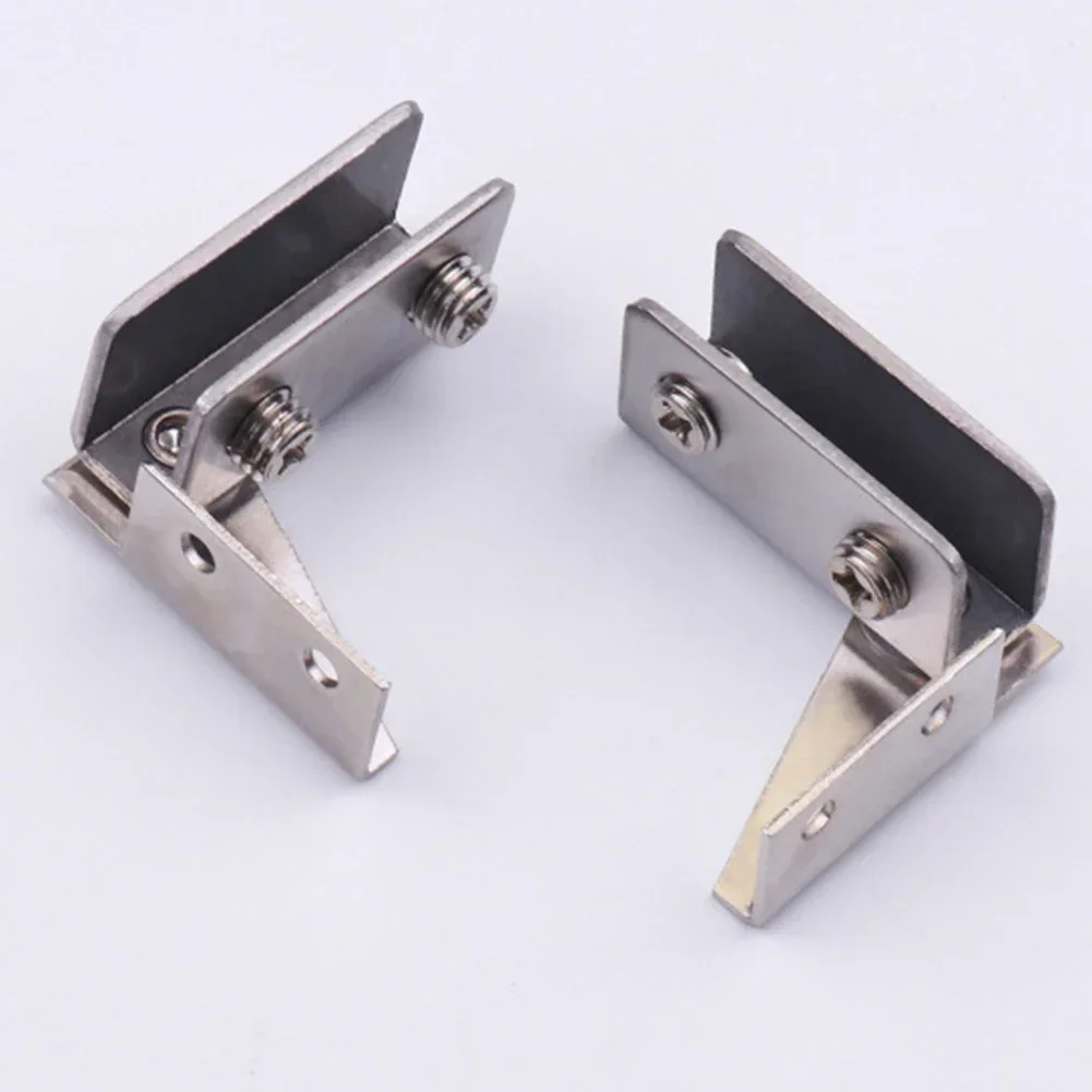 2Pcs Non-Perforated Glass Door Hinge Display Cabinet Hinge Wine Cabinet Rotating Shaft Glass Clips Furniture Door Hinge Hardware