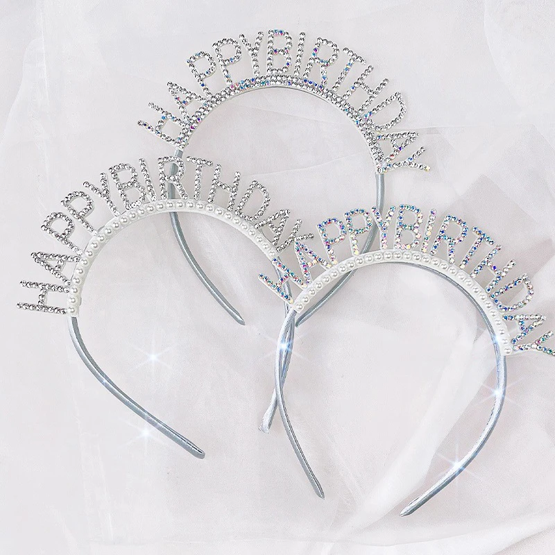 แฟชั่นหวานวันเกิดสาวแถบคาดศีรษะโลหะ Rhinestone วันเกิด Party Tiara ผม Hoop เจ้าหญิงมงกุฎผู้หญิง Headwear