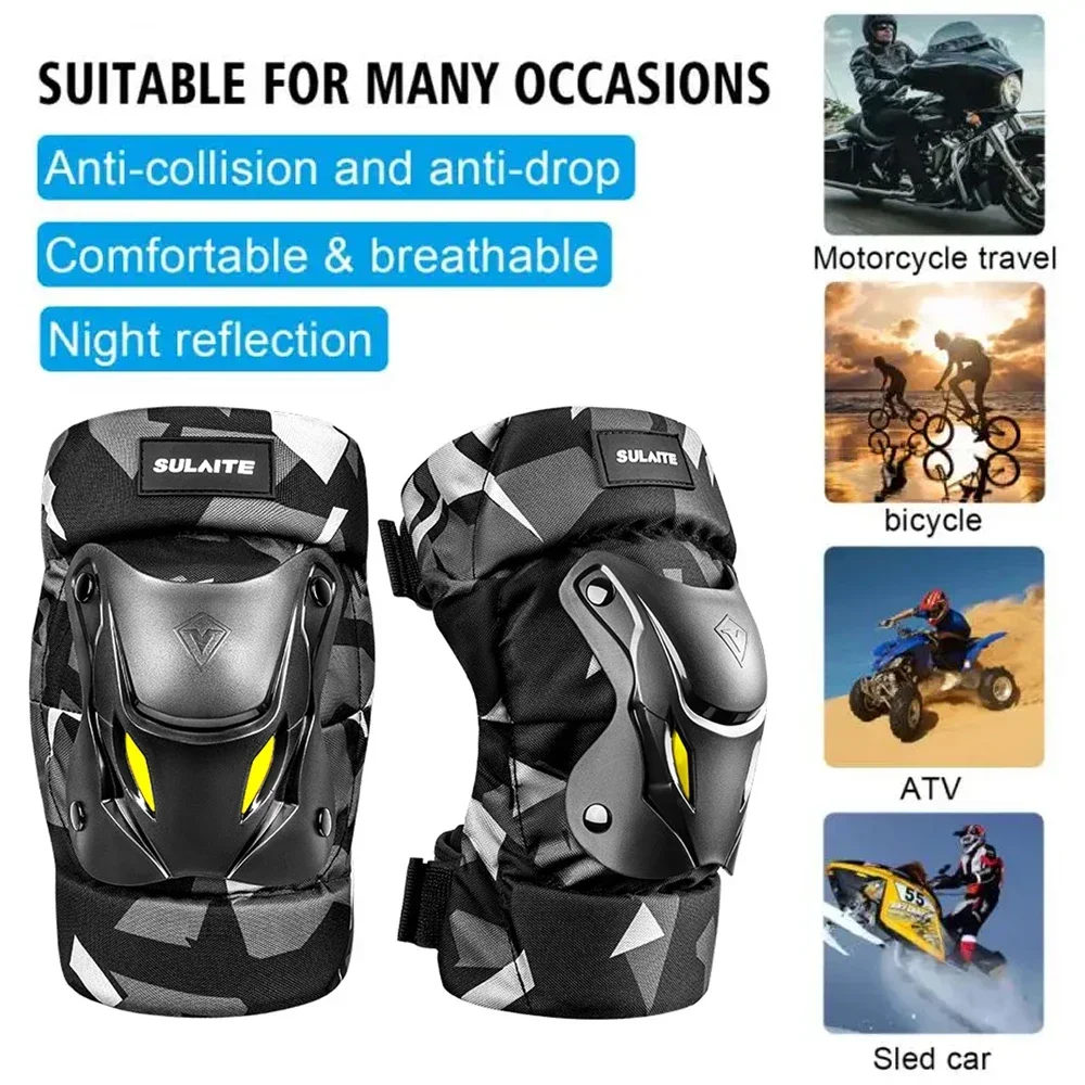 Fashion Motorcycle Kneepad Fluorescence Moto Elbow Knee Pads Motocross Racing Protective Gear Protector Guards Kit Accessories