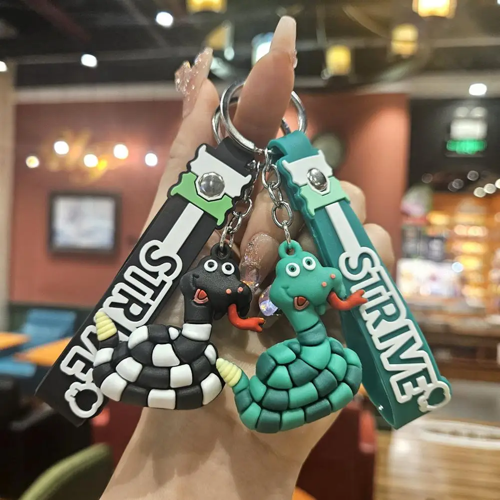 

2025 Snake Charm Keychain Cool Keychain PVC Snake Charm Decorative Keyring Car Handbag Backpack Phone Luggage Key Ring