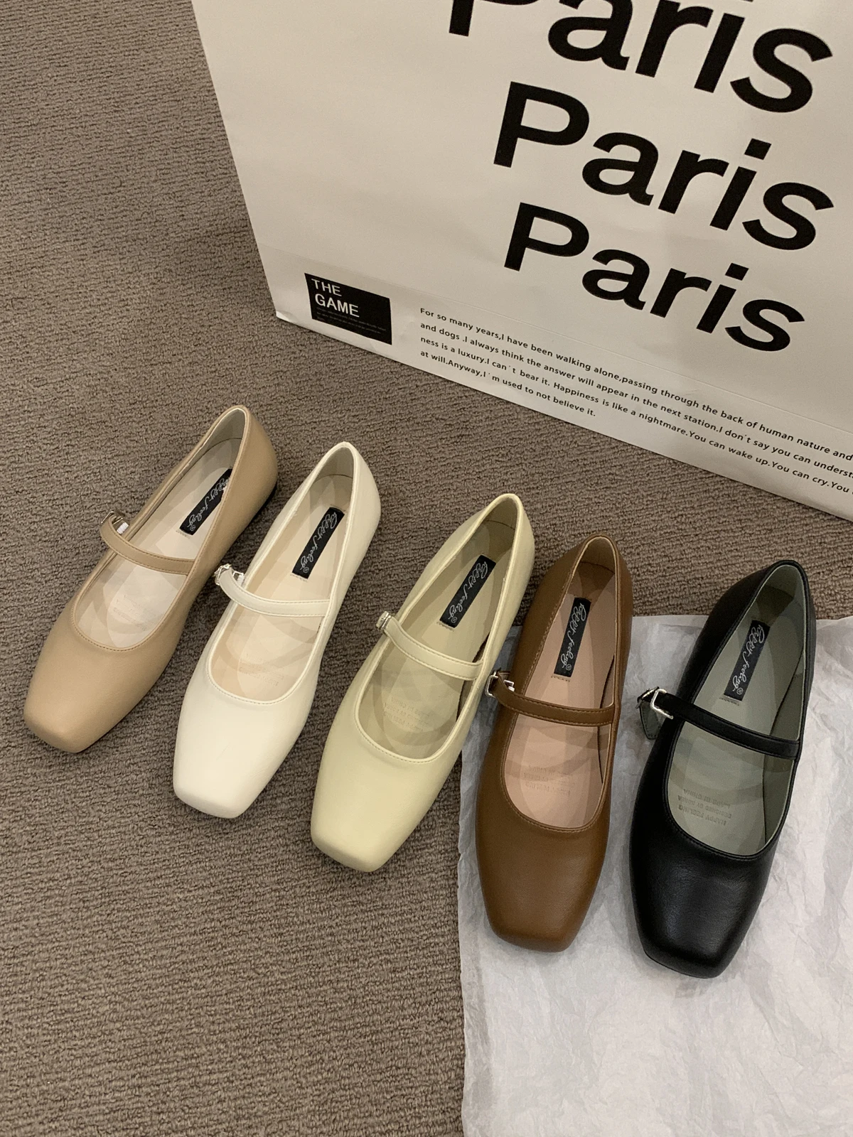 

Весна и осень 2024, новый стиль, универсальные универсальные туфли на плоской подошве с одним шагом, модные французские туфли Мэри Джейн с квадратной головкой