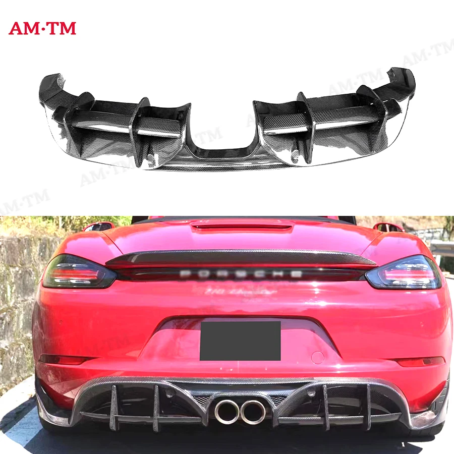 

Carbon Fiber Car Rear Bumper Lip Diffuser Parts Spoiler For Porsche 718 Boxster Cayman 2016+ Upgrade PD Style Car Accessories