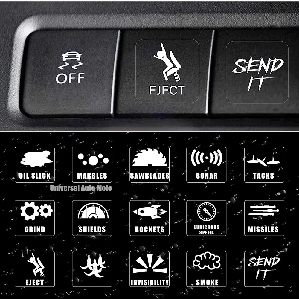 15 Stück/Set Kreative Auto-Schalterknopf-Aufkleber Armaturenbrett-Konsolen-Etiketten Selbstklebende Dekorationen für Auto und LKW – Detail 1