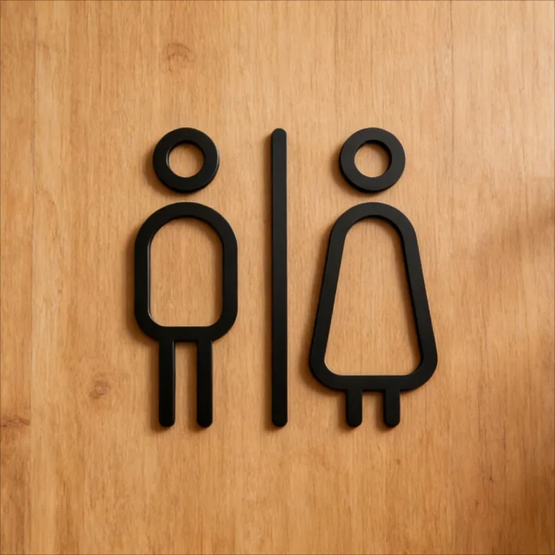 Acrylic 3D Bathroom Wall Sign Self-Adhesive Waterproof Door Plate Salon Restaurant Hotel Decor Hanging Plaque Ornamen