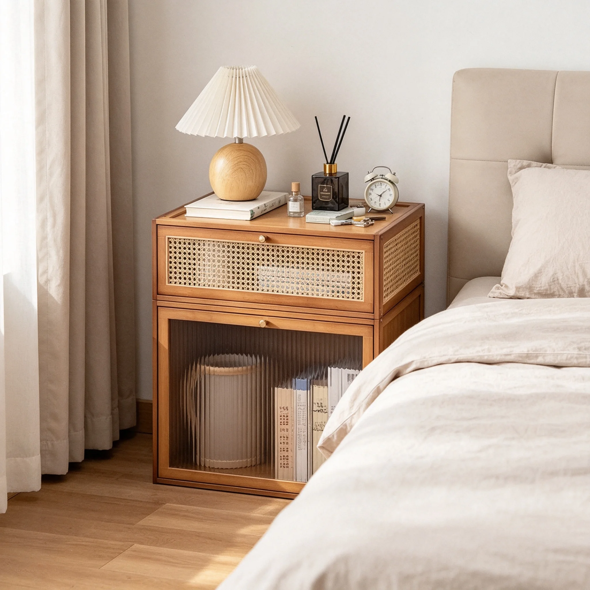 AOLIVIYA Simple Compact Nightstand Bedside Storage Locker Cabinet Unit Rental Home Table