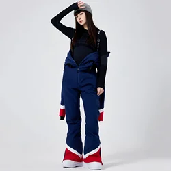 2025 New Slim Fit Ski Jumpsuit Breathable Skiing Suits Winter Women Snowboard Overall Strap Tracksuit Hooded Female Snow Clothes