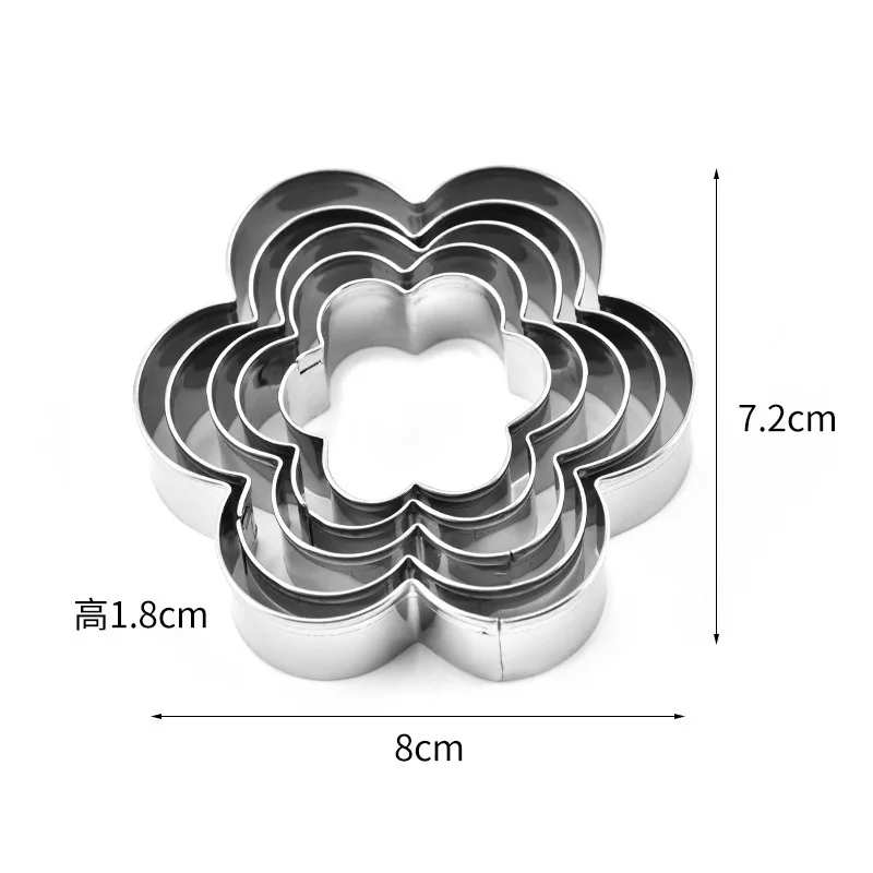 Stainless Steel Hexagonal Flower Five-piece Biscuit Mold Set