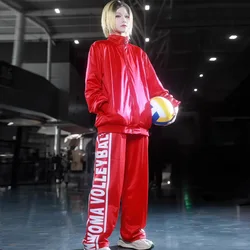 Anime Cosplay Costume Suit Haikyu Nekoma Men Red School Uniform Kozume Kenma Role Play Jacket&pants Volleyball Sportswear