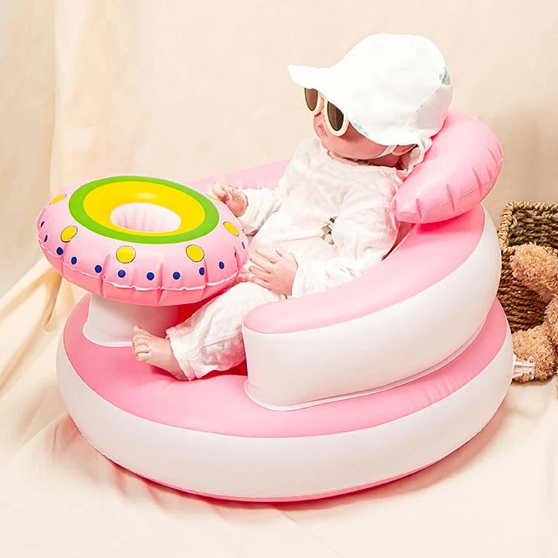 Baby Inflatable Seat Sofa for Babies 1 2 3 Years Old Portable Bathroom Stool Infant Toddler Feeding Dining Chair Sitting Up Gift