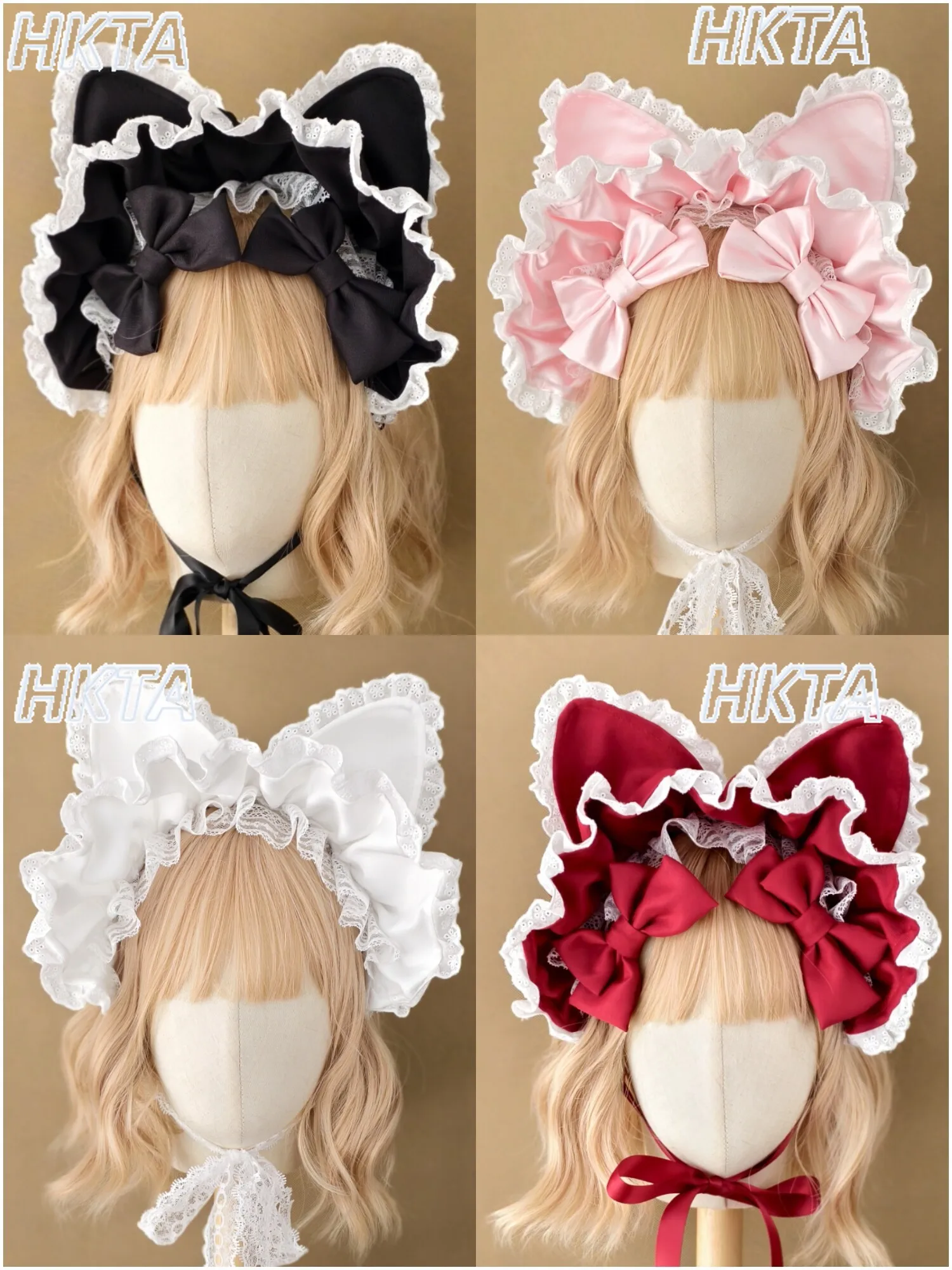 Japanese Handmade Lolita Small Things Cute Kawaii Lace Bow Hairpin Headwear Autumn Sweet Contrasting Hair Clip Accessories Women