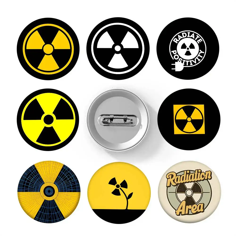 Attention Radiation Symbol Round Badge Creative Brooch Clothing Backpack Accessories Lapel Pin