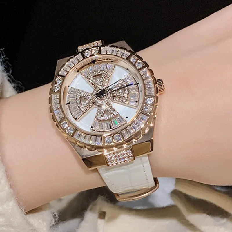 New Disc Women Watches Light Luxury Fashion Lady Quartz Watches Rotating Dial Waterproof Strap Relogio Feminino A Prova Dágua