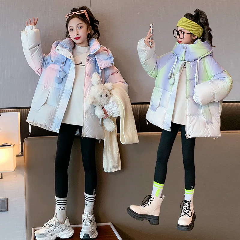 Gradation love cotton-padded winter girl thick warm cotton-padded coat coat