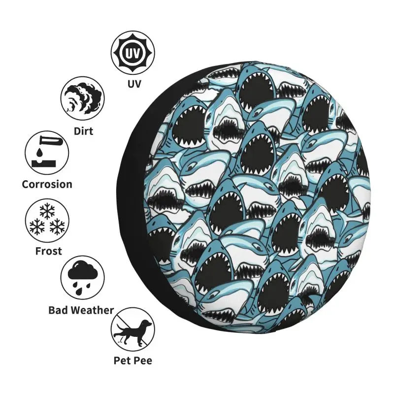 Capa de pneu Ocean Animal Shark 4WD 4x4 SUV protetor de roda sobressalente 14" 15" 16" 17" polegadas