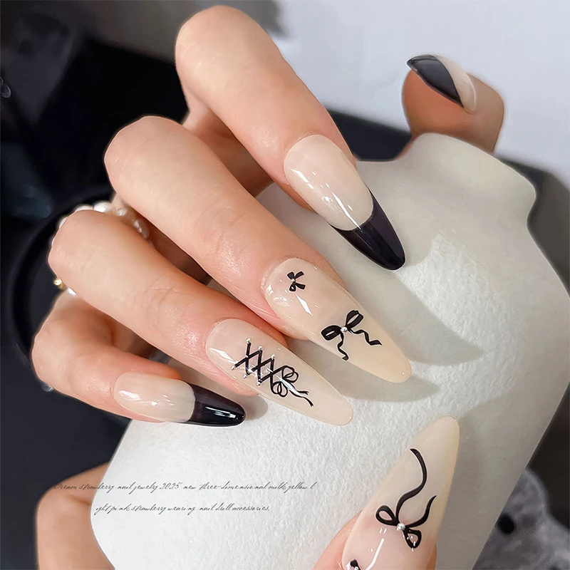 Kawaii Bow Tie Nail Stickers 1 Sheet Self-Adhesive Ribbon & Bowknot Nail Art Decals for DIY Manicure Decor