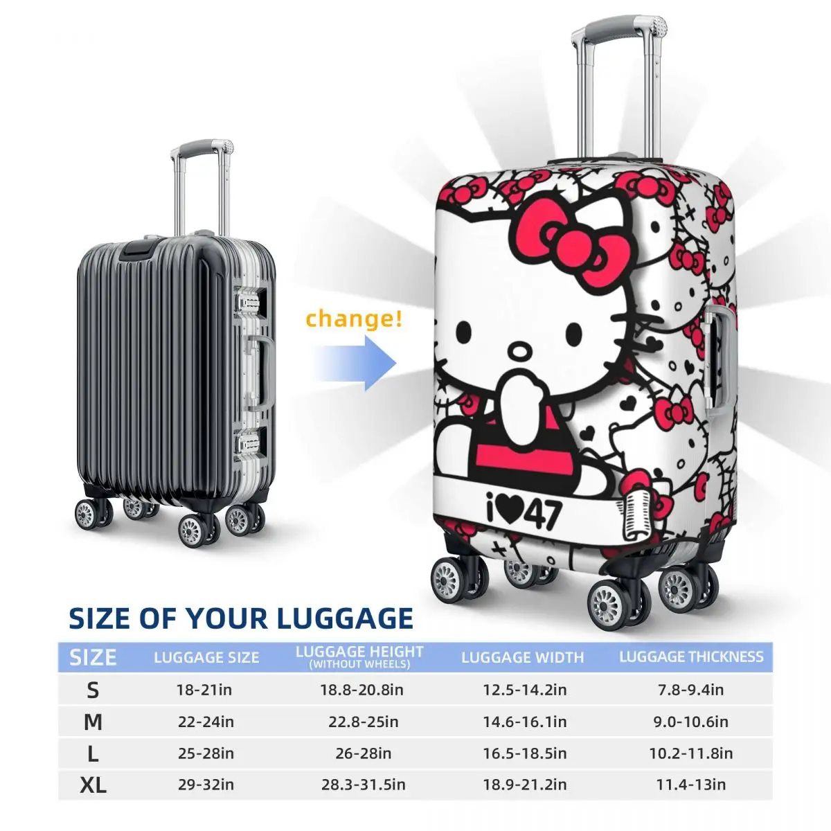 Hello kitty MINISO Suitcase Cover Holiday Practical Luggage Supplies Travel Protector