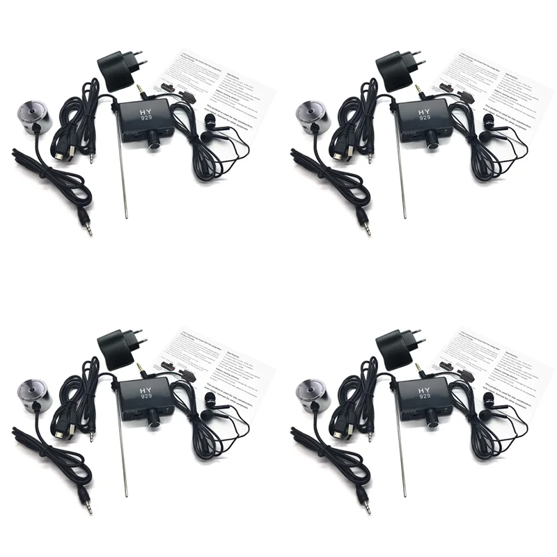 Kit tester per monitor di perdite di tubi con sensore rilevatore di perdite di tubi dell'acqua 4X con doppia sonda Localizzatore di condutture per auricolari EU