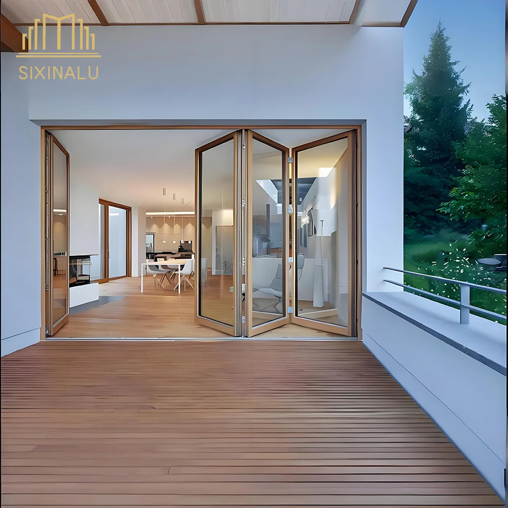 

Sixinalu Folding Door With Screens Exterior Interior Accordion Front Sliding Doors Aluminum Double Glaszed Garden Home Custom