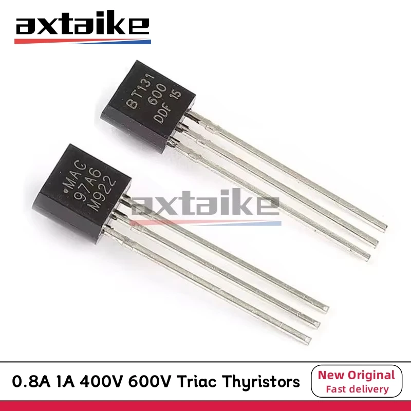 50PCS MCR 100-6 100-8 BT131-600 BT169D BT169 MAC97A6 MAC97A8 97A6 97A8 0.8A 1A 400V 600V TO-92 DIP Triac Thyristors Transistor