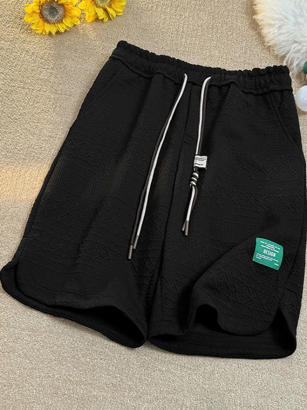 

Men's Summer Thin Cool Loose Straight Leg Sports orts Breathable Casual Five-Quarter Pants Polyester Spandex Blend