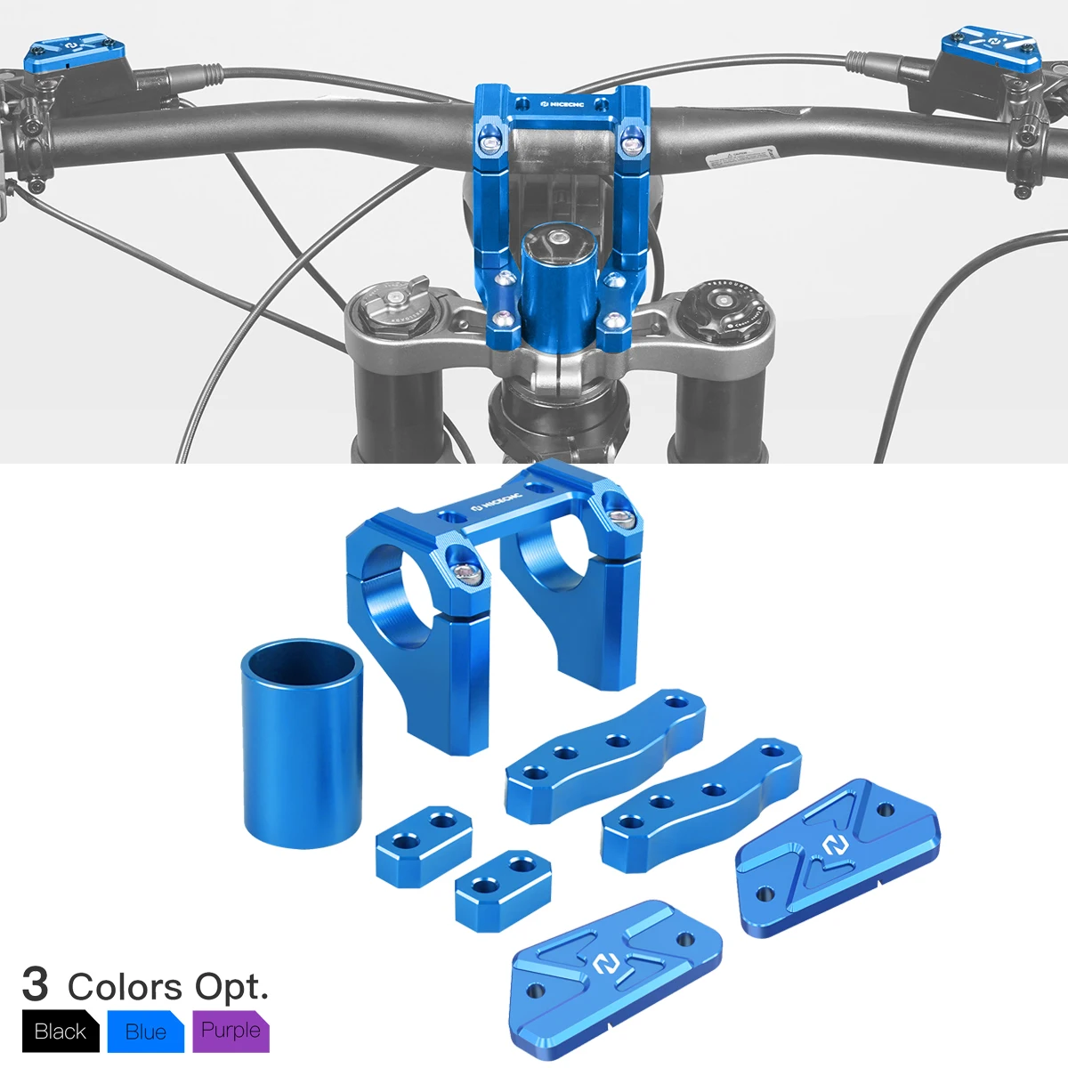 

NICECNC Front Handlebar Bar Riser Mount & Front Rear Brake Reservoir Caps For Sur-Ron Surron Light Bee X S L1E Segway X160 X260