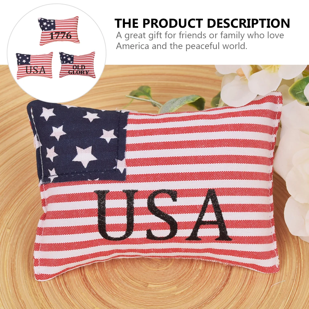 

3 Pcs Decorate American Flag Mini Pillow Sofa Cushions Decorative Pillows Fabric Home Decoration for