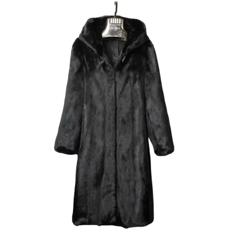 Women\'s dress Winter sweater casaco inverno feminino Fur imitation mink coat coat Women\'s fur whole mink long with hat