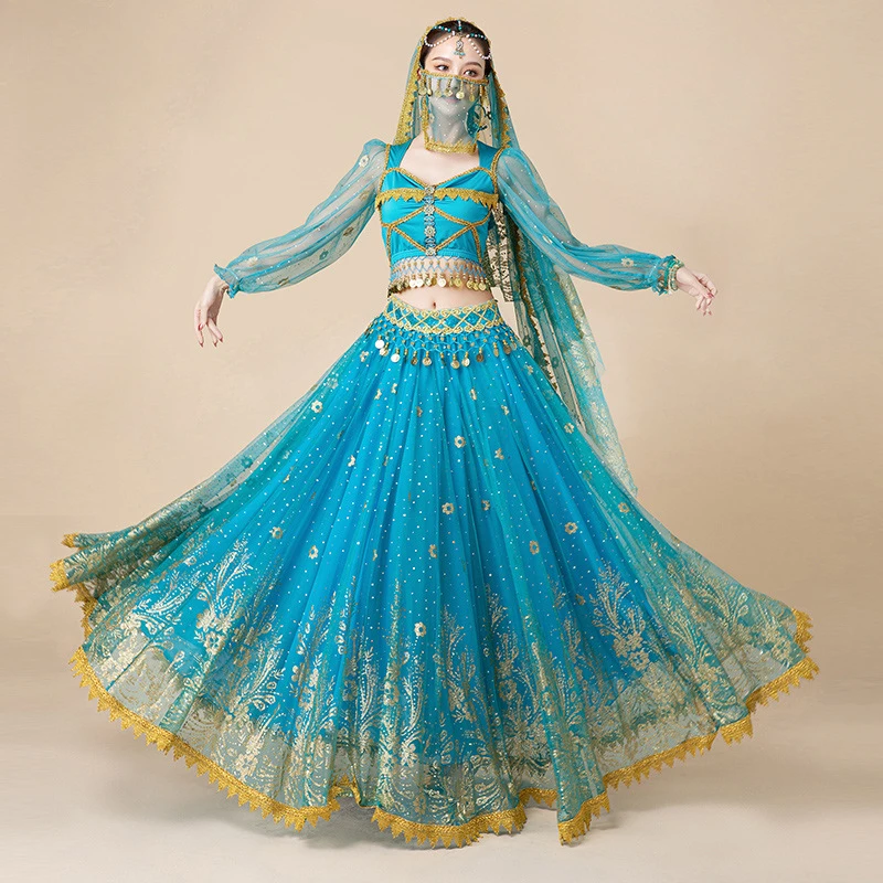 

Costume Party Cosplay Jasmine Princess Fancy Outfit Festival Arabian Princess Costumes Indian Dance Embroider Bollywood Jasmine