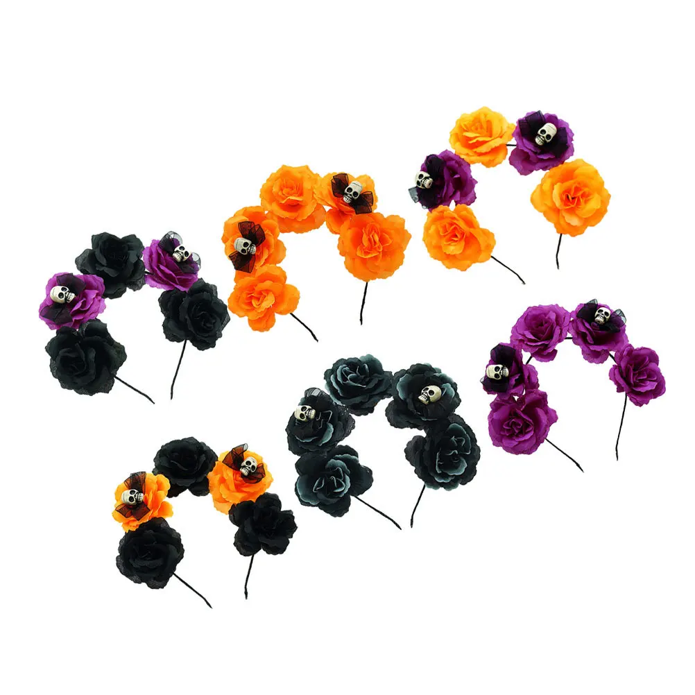 6 stuks leuke Halloween hoofddeksels schedel en bloem haar hoepel voor meisjes kostuum partij oudejaarsavond viering Halloween hoofddeksels