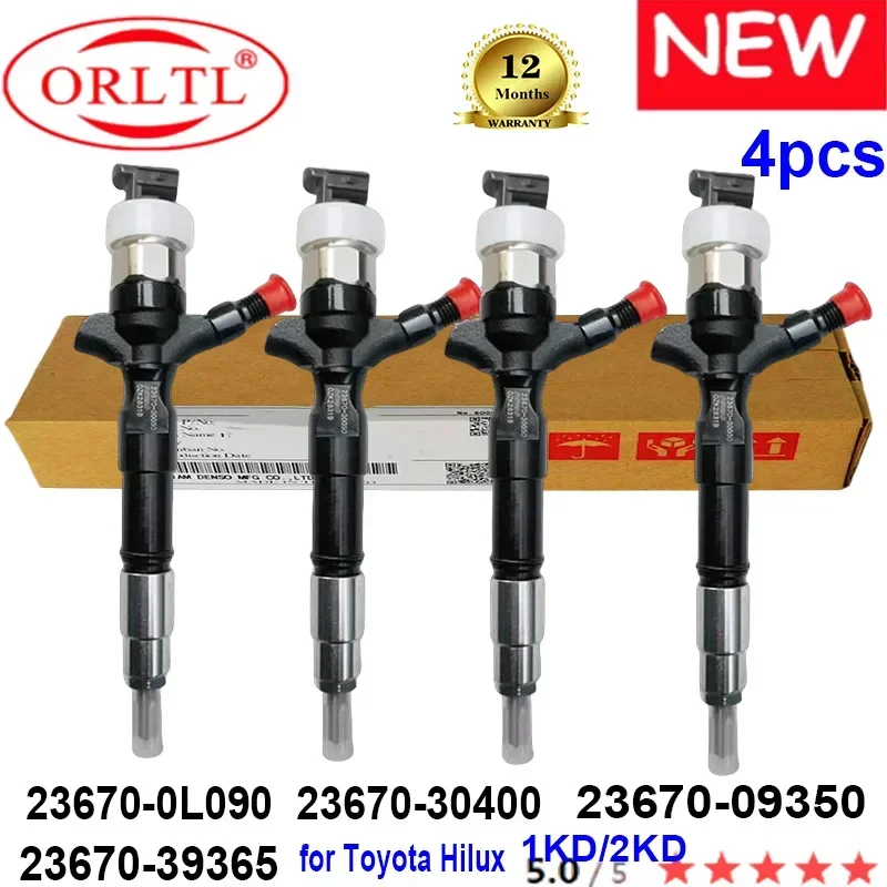 NEW 23670-30400 Common Rail Injector 23670-0L090 23670-09350 23670-39365 For Toyota Hilux 1KD 2KD 2.5 D 3.0D 4pcs