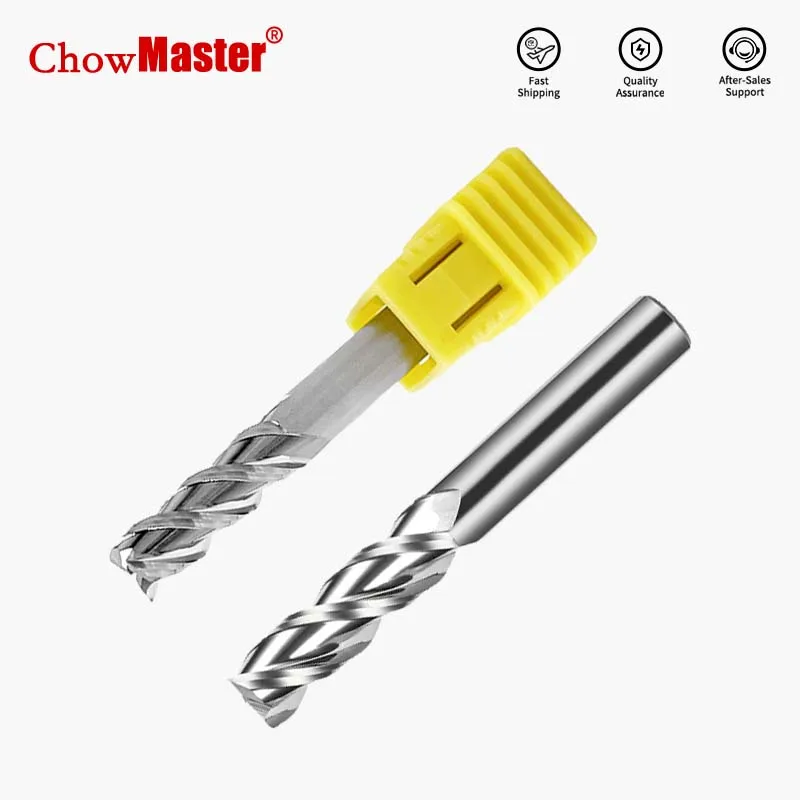 

Chowmaster Carbide End Mill HRC55 3F Uncoated Tungsten Carbide Milling Cutter Flat 1.0-20mm CNC Endmills for Aluminum