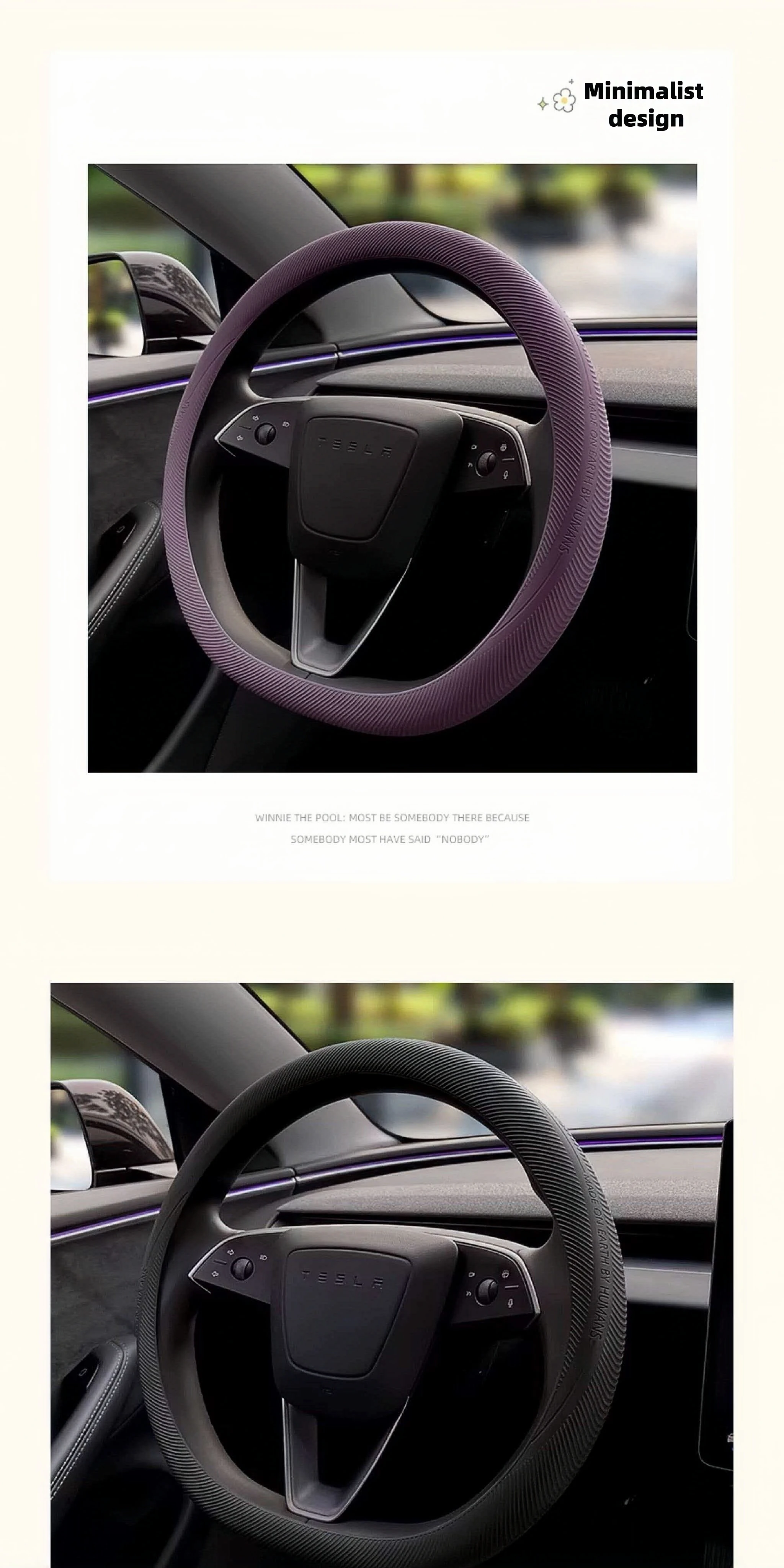 Universelle Silikon-Lenkradabdeckung für Tesla Model Y/YL/Model 3 Rutschfest Schweißabsorbierend Rund/D-förmig Passend für Alle S – Detail 10