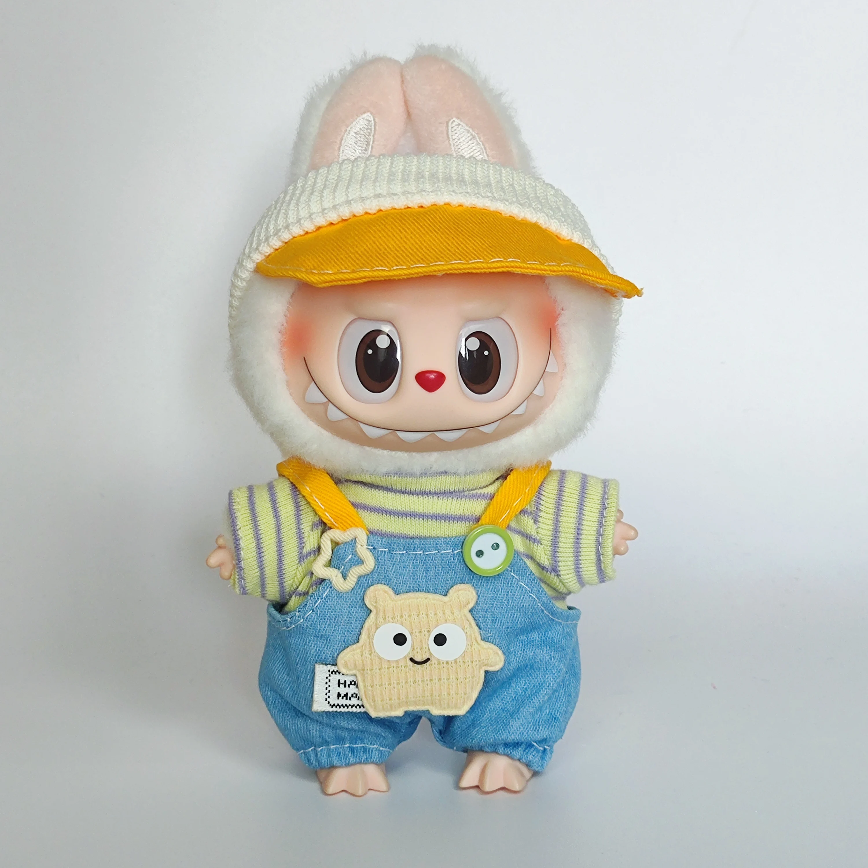 الفقرة 17 سنتيمتر labubu 3.0 bonecas acessorias لتقوم بها بنفسك roupas de boneca batimento cardíaco orelhas longas coelho peludo traje dos desenhos