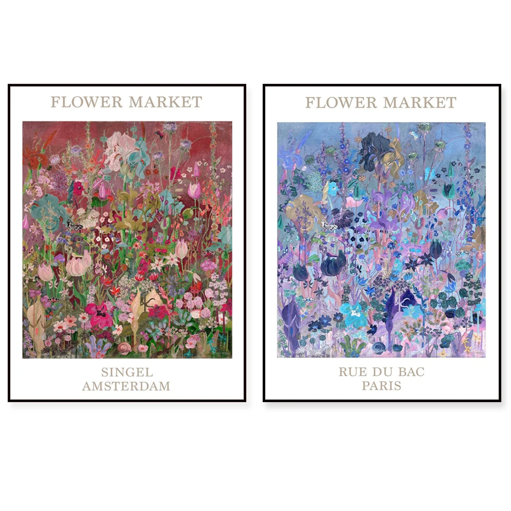 Flower Market Paris Print, Botanical Print, Gallery Poster, Artist print, Flower Print, Flower Market Print, Wall Decor