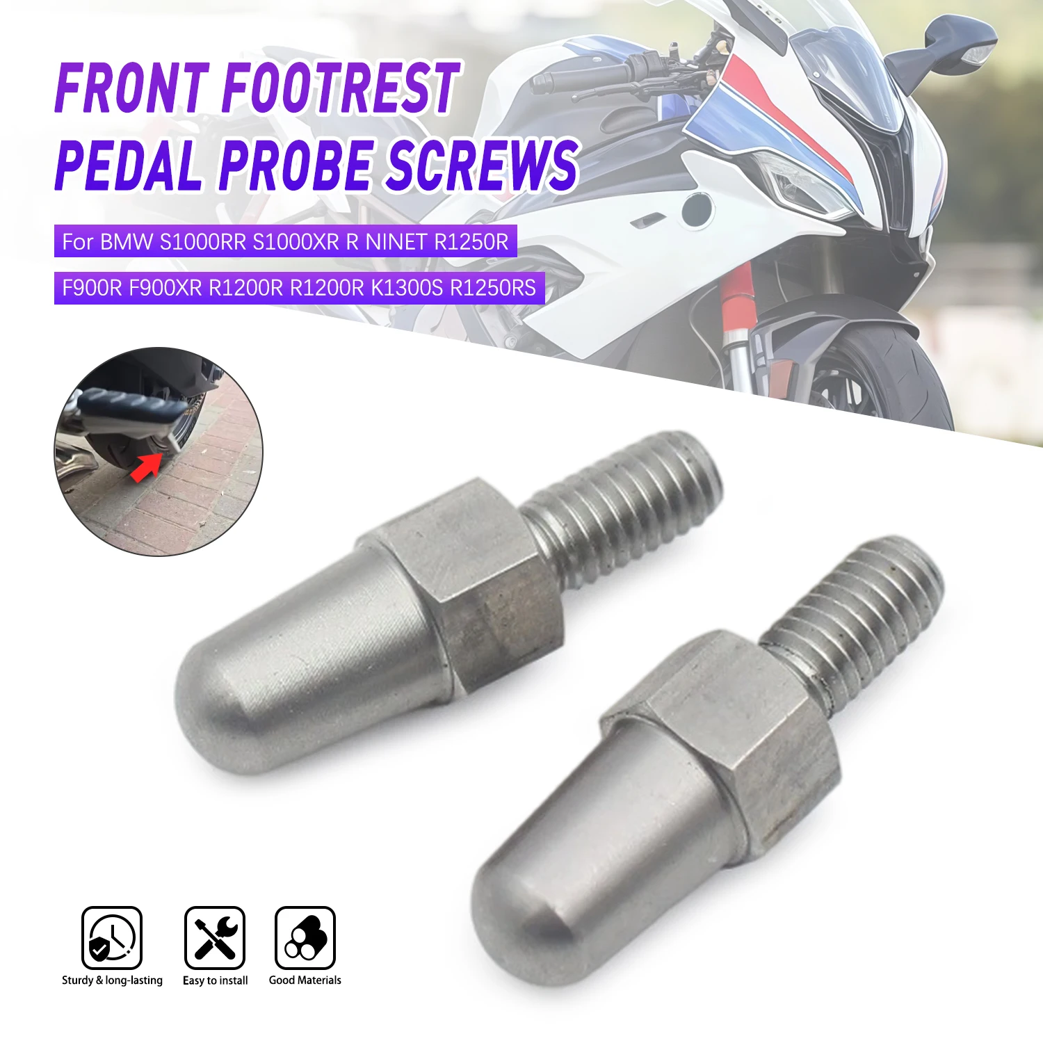 Motorcycle Stainless Steel Footrest Probe Fastener Pedal Locating Screw For BMW F900XR F900R R1200RT R1250RT K1600B Replacement