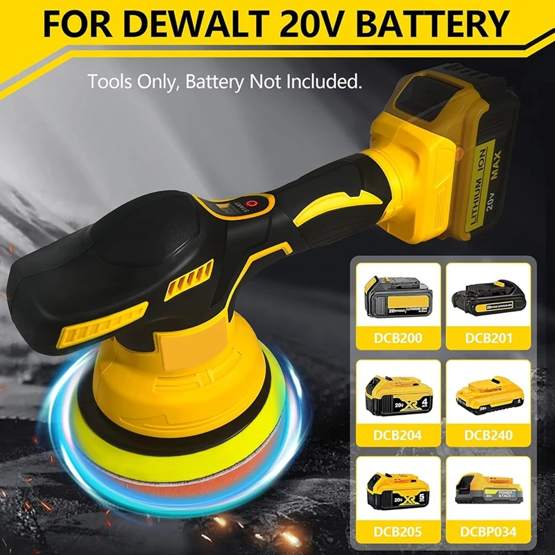 Cordless Car Polisher For Dewalt 20V Battery  8Variable Speed 3500RPM Car Buffer Polisher For Car Detailing Waxing