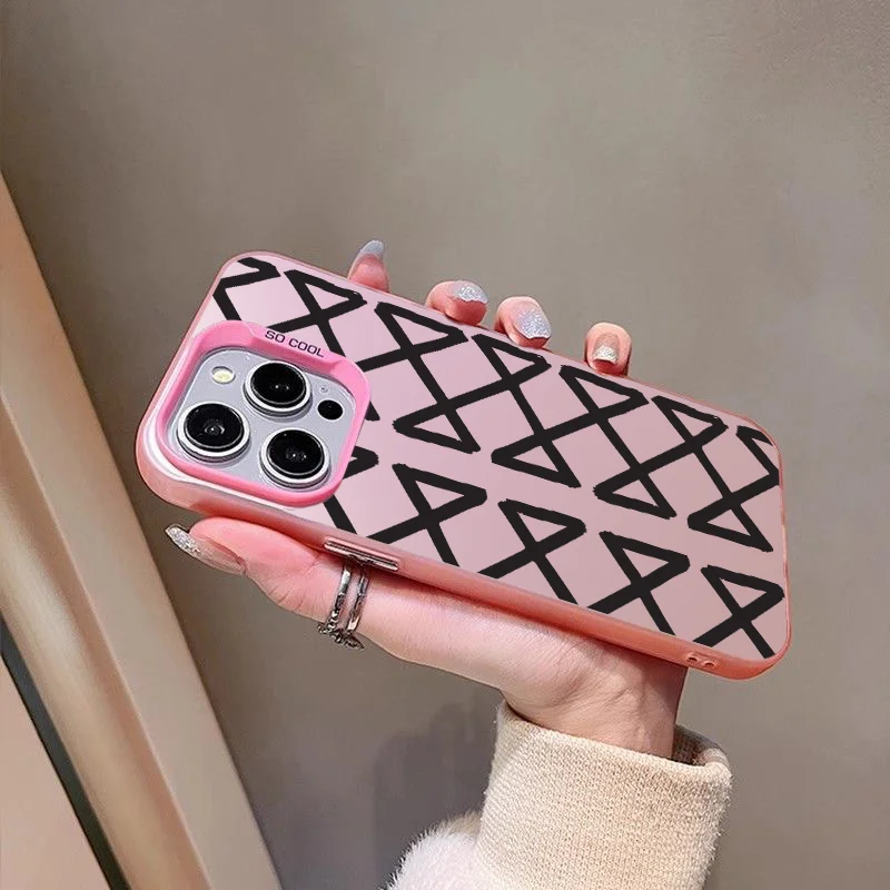 Intertwined Patterns Shockproof Fashionable Insurance Phone Case For iPhone 16 Pro Max 15 Plus 14 13 12 11 XR X XS 8 7 Cover