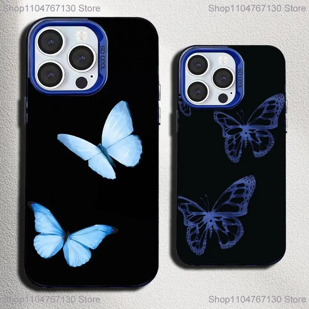 

Blue Butterfly Beautiful Wing Phone Case For iPhone 16,15,14,13,12,11,Mini,Pro,SE,MAX Blue Matte Silicone Cover