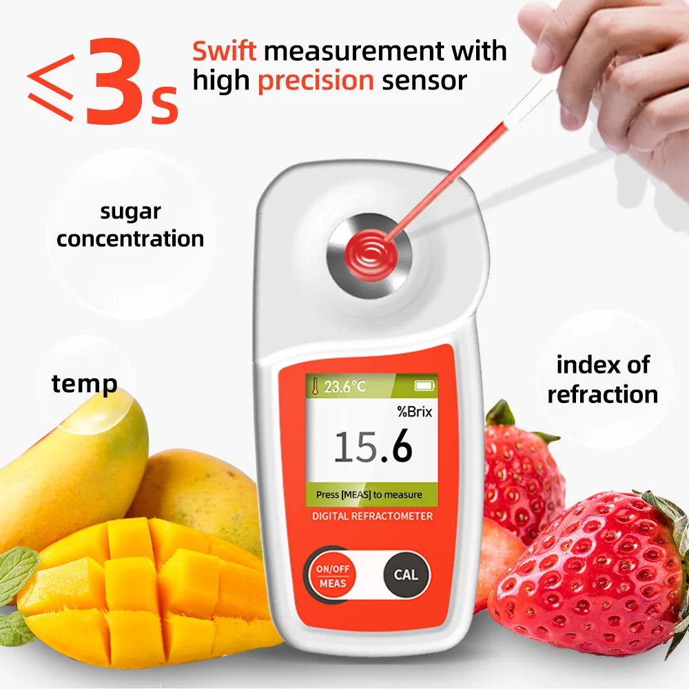 NOHAWK New Digital Sugar Brix Refractometer 0-55%,±0.2% Precision with Temperature Compensation to Measure Brix in Fruit Drinks