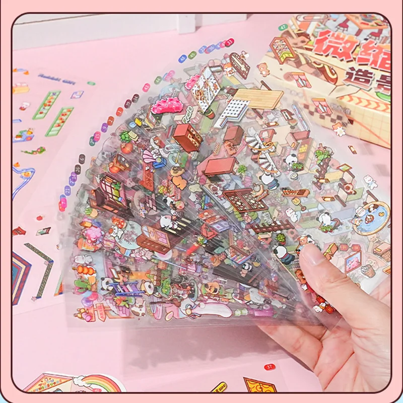 

Mr. Paper Miniature Scene Stickers Box Set 50 sheets/box Cartoon Animal Playground PET Stickers Home Handbooks Decorative Gifts