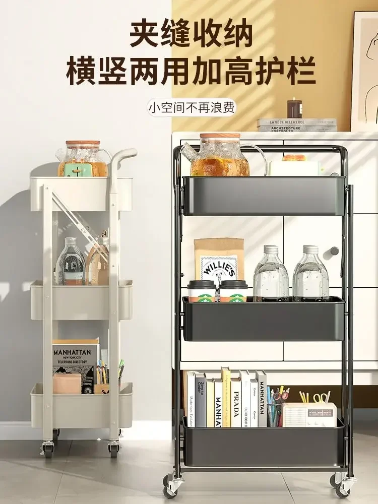 Trolley Shelves Can Be Folded Multi-layer Floor Storage , Kitchen Snack  Bathroom Mobile