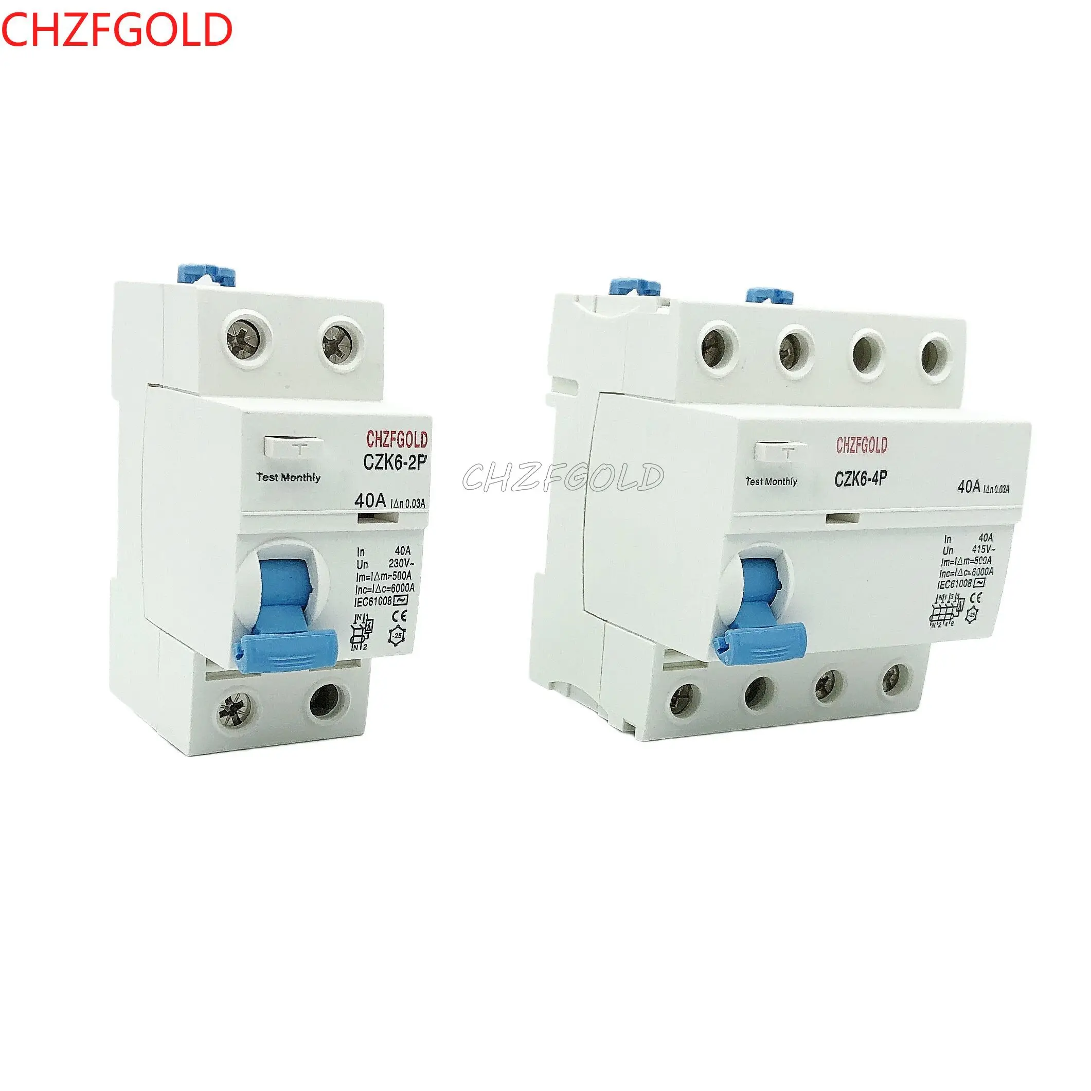

4P 40A 63А 30мА 100мА 300мА RCD 6KA ELCB RCCB CHZFGOLD 2P