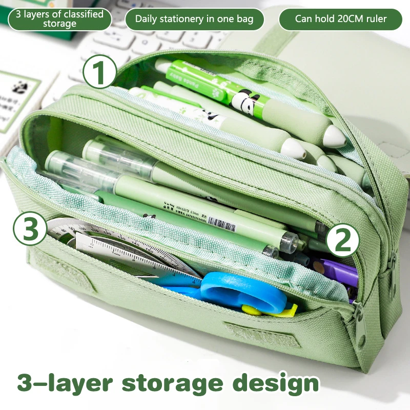 Cute Cartoon Capybara Panda Pen Bag Fashion 3-layer Large Capacity Stationery Organizer Multifunctional Pen Box Children Gifts