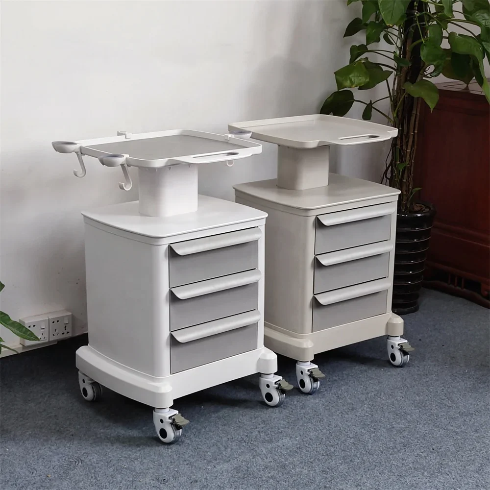 Medical Tool Cart Built-in Socket Stainless Steel 3 Shelves Mobile  Trolley