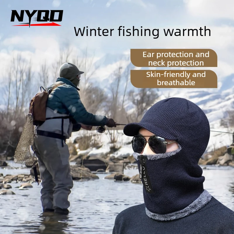 

Fishing hat - Men's thick and warm winter and autumn fleece-covered all-in-one hat for outdoor ice fishing 햇빛차단 마스크
